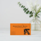 232建設業カードグランジなオレンジ 名刺 (スタンド正面)