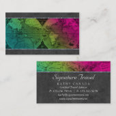 232旅行名刺ワールドマップ地球カラフル図 名刺 (正面/裏面)