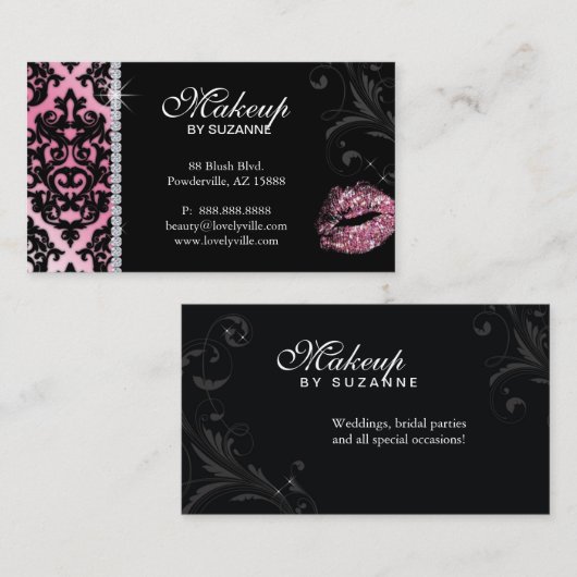 232美容師名刺ダマスクグリッターピン 名刺 (正面/裏面)