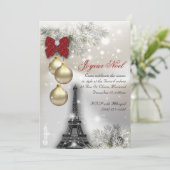 232 Christmas Parisカードエッフェルタワースノー 招待状 (スタンド正面)