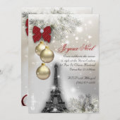 232 Christmas Parisカードエッフェルタワースノー 招待状 (正面/裏面)