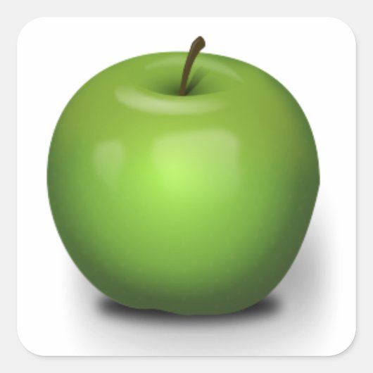 23392 PHOTO-REALISTIC GREEN APPLE GRAPHIC DIGITAL スクエアシール (正面)