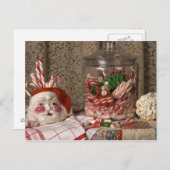 2345サンタ花瓶&キャンディーキャンクリスマス シーズンポストカード (正面/裏面)