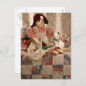 2390雪だるま人形のキルトクリスマス シーズンポストカード (正面/裏面)