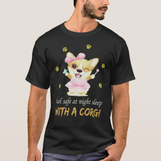 23 夜はコーギーと一緒に眠って安心 Tシャツ