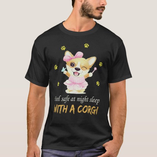 23 夜はコーギーと一緒に眠って安心 Tシャツ (正面)