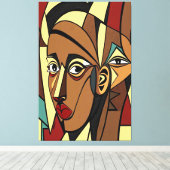 23_012、アフリカのキュービズム・アート キャンバスプリント (インサイチュ (ウッドフロア))