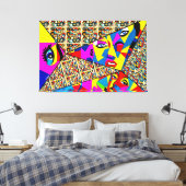 23_015、幾何学模様、立体図法、抽象芸術 キャンバスプリント (インサイチュ (寝室))