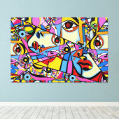 23_016，キュービズム，抽象芸術 キャンバスプリント (インサイチュ (ウッドフロア))