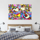 23_016，キュービズム，抽象芸術 キャンバスプリント (インサイチュ (寝室))