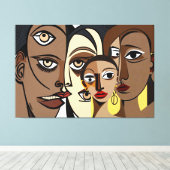 23_018，アフリカのキュービズム芸術 キャンバスプリント (インサイチュ (ウッドフロア))