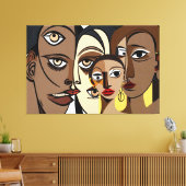 23_018，アフリカのキュービズム芸術 キャンバスプリント (インサイチュ (リビング))