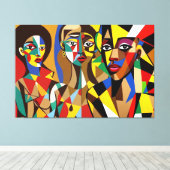 23_022、アフリカのキュービズム・アート キャンバスプリント (インサイチュ (ウッドフロア))