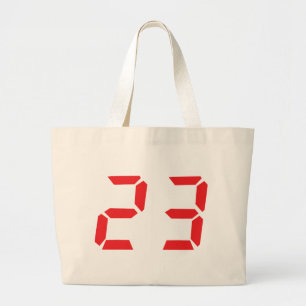 23 23の赤の目覚し時計デジタル数 ラージトートバッグ