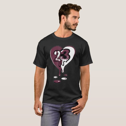 23 Drip Heart High Bordeaux 1s Matching Tシャツ (正面フル)