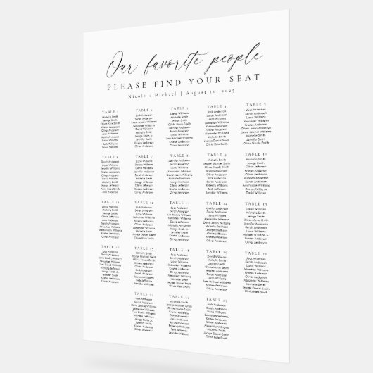 23 Tables Favorite People Acrylic Seating Chart アクリルサイン (傾斜)
