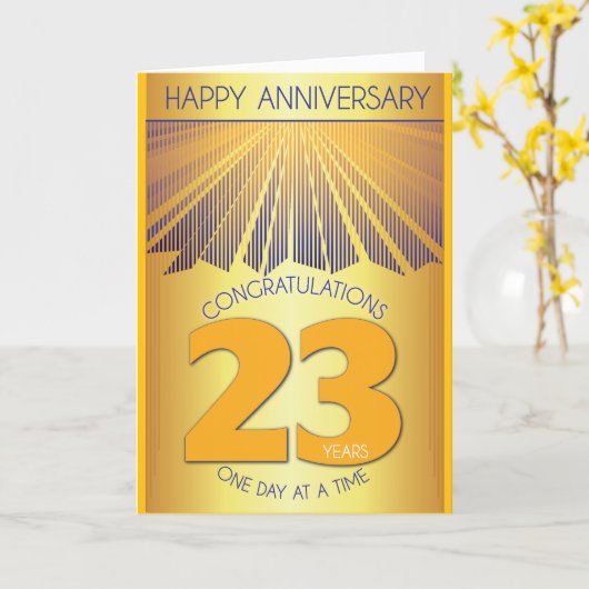 23 Year Sober Anniversary | Golden Ray 12 Step カード (黄色い花)