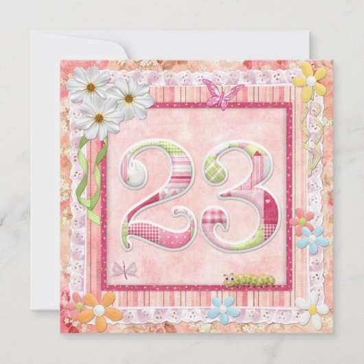 23rd誕生日パーティースクラップブック作りスタイル 招待状 (正面)