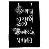 23rd Birthday: Fancy, Elegant Script + Custom Name ミディアムペーパーバッグ (裏面)