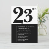 23rd birthday invitations Black and White Elegant 招待状 (スタンド正面)