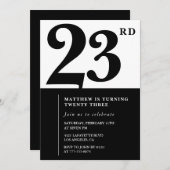 23rd birthday invitations Black and White Elegant 招待状 (正面/裏面)