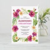 23rd birthday invitations Tropical Floral Pink 招待状 (スタンド正面)