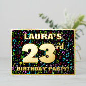 23rd Birthday Party —おもしろい、音楽シカラフルンボル 箔招待状 (立ち正面)