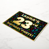 23rd Birthday Party —おもしろい、音楽シカラフルンボル 箔招待状 (回転した状態)