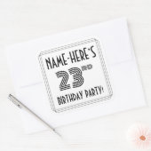 23rd Birthday Party:アールデコスタイル+名前をカスタムする スクエアシール (封筒)