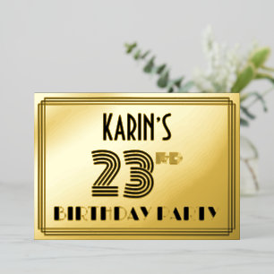 23rd Birthday Party —アールデコスタイル「23」 & Name 箔招待状