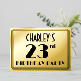 23rd Birthday Party —アールデコ検索「23」 +名前 箔招待状