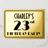 23rd Birthday Party —アールデコ検索「23」 +名前 箔招待状 (正面)