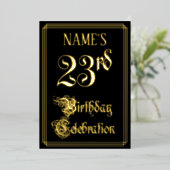 23rd Birthday Party – スクリプファンシートと名前をカスタムする 箔招待状 (立ち正面)