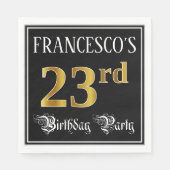 23rd Birthday Party – スクリプファンシート、フェイク金ゴールド・ルック スタンダードランチョンナプキン (正面)