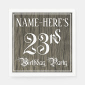 23rd Birthday Party — ファンシー Script, フェイク Wood Look スタンダードランチョンナプキン (正面)