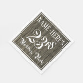 23rd Birthday Party — ファンシー Script, フェイク Wood Look スタンダードランチョンナプキン (角)