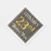 23rd Birthday Party — フェイク金ゴールド&ウッドフェイク・ルックス スタンダードランチョンナプキン (角)