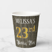 23rd Birthday Party — フェイク金ゴールド&ウッドフェイク・ルックス 紙コップ (正面)
