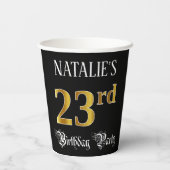 23rd Birthday Party — Fancy Script, Faux Gold Look 紙コップ (裏面)