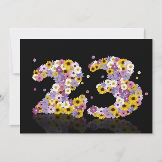 23th誕生日パーティー、花の手紙 招待状 (正面)