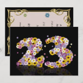 23th誕生日パーティー、花の手紙 招待状 (正面/裏面)