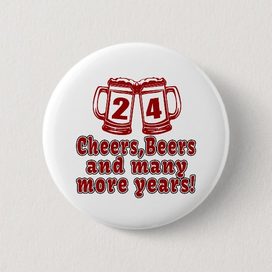 24の応援ビール誕生日のデザイン 缶バッジ (正面)