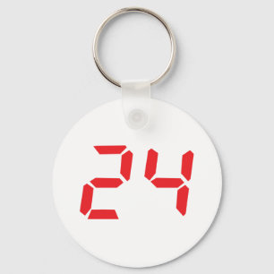 24の24の赤の目覚し時計デジタル数 キーホルダー