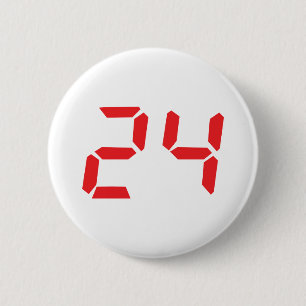 24の24の赤の目覚し時計デジタル数 缶バッジ