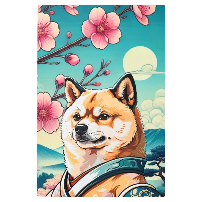 24インチx 36インチさくらんぼブロッサム柴戦士 メタルプリント (正面)