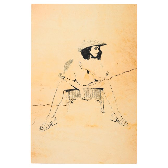 24インチx 36インチWickerの女性 メタルプリント (正面)