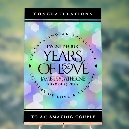 24エレガントth Opalの結婚記念日お祝い アクリルサイン (ニュートラル)