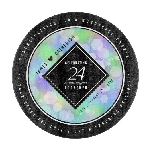 24エレガントth Opalの結婚記念日お祝い カッティングボード (正面)