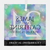 24エレガントth Opalの結婚記念日お祝い ガラスオーナメント (裏面)