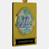 24エレガントth Opalの結婚記念日お祝い ゴールドプレートバナーオーナメント (右)